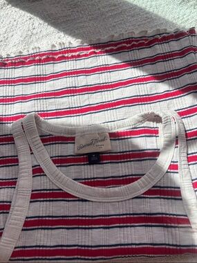 Universal Thread Cream Tank with Red & Navy Stripes